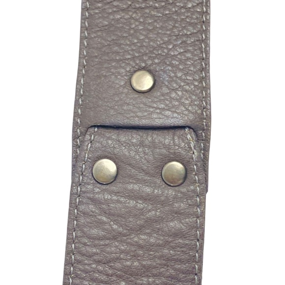 EILEEN FISHER Two Tone Leather Belt Double-O Ring Taupe and Metallic Gold  Small - Picture 6 of 7